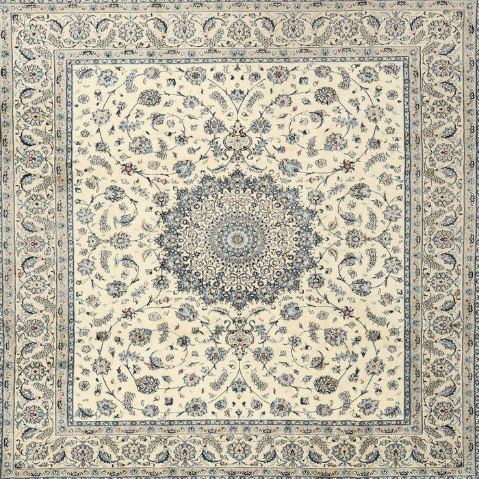 Square Traditional Sage Green Medallion Rug, tr2736