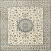 Square Traditional Sage Green Medallion Rug, tr2736