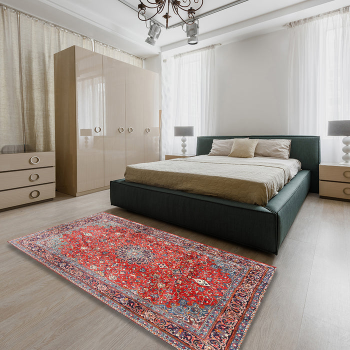 Traditional Red Persian Rug in a Bedroom, tr2737