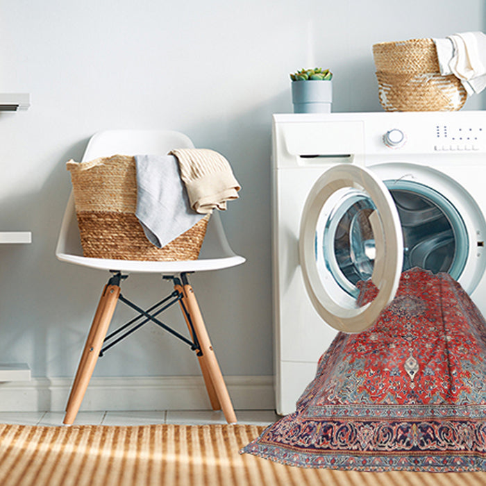 Machine Washable Traditional Red Rug in a Washing Machine, wshtr2737