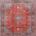 Round Machine Washable Traditional Red Rug, wshtr2737