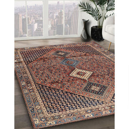 Traditional Camel Brown Persian Rug in Family Room, tr2740