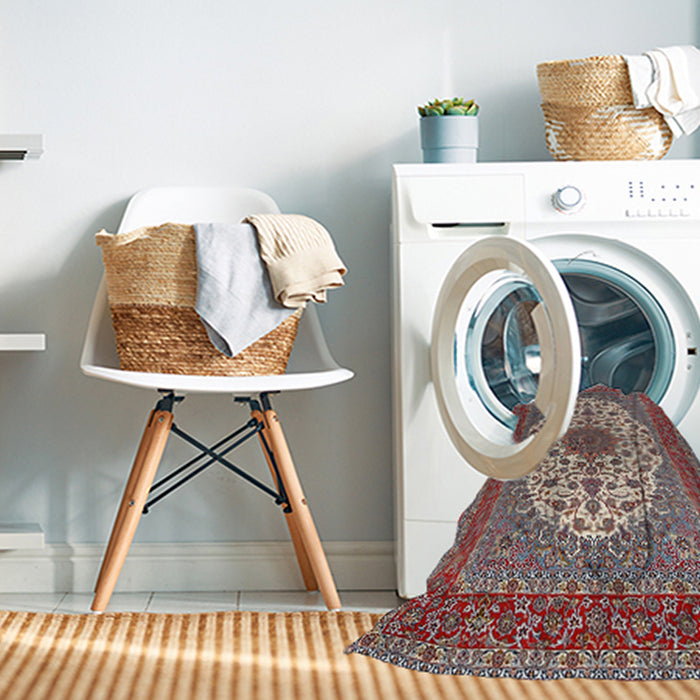 Machine Washable Traditional Tan Brown Rug in a Washing Machine, wshtr2741