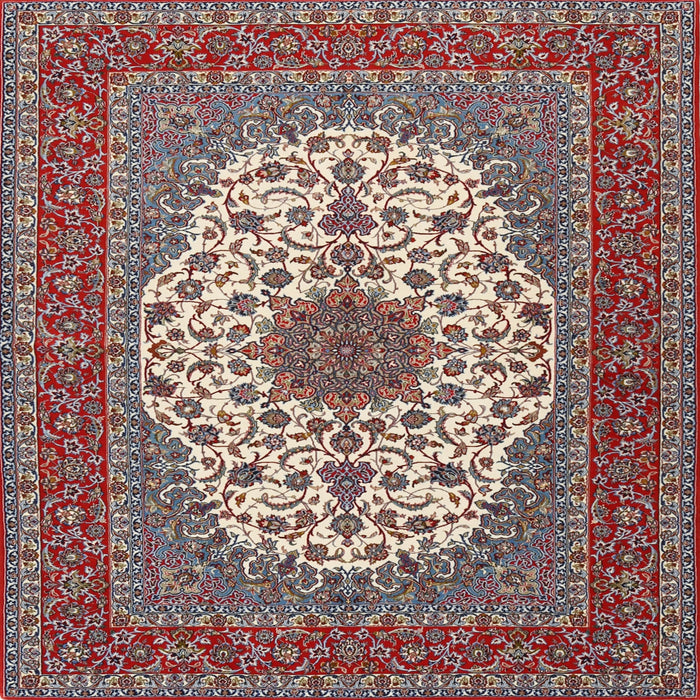 Square Traditional Tan Brown Medallion Rug, tr2741