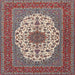 Square Traditional Tan Brown Medallion Rug, tr2741