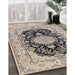 Traditional Desert Sand Beige Medallion Rug in Family Room, tr2742