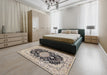 Traditional Desert Sand Beige Medallion Rug in a Bedroom, tr2742