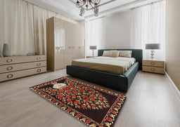 Traditional Deep Red Persian Rug in a Bedroom, tr2743