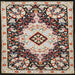 Square Traditional Tan Brown Medallion Rug, tr2745