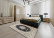 Traditional Gray Medallion Rug in a Bedroom, tr2747