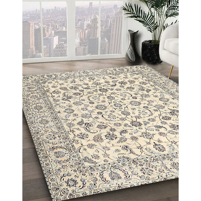 Machine Washable Traditional Vanilla Gold Rug in a Family Room, wshtr2748
