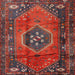 Round Machine Washable Traditional Red Rug, wshtr2749