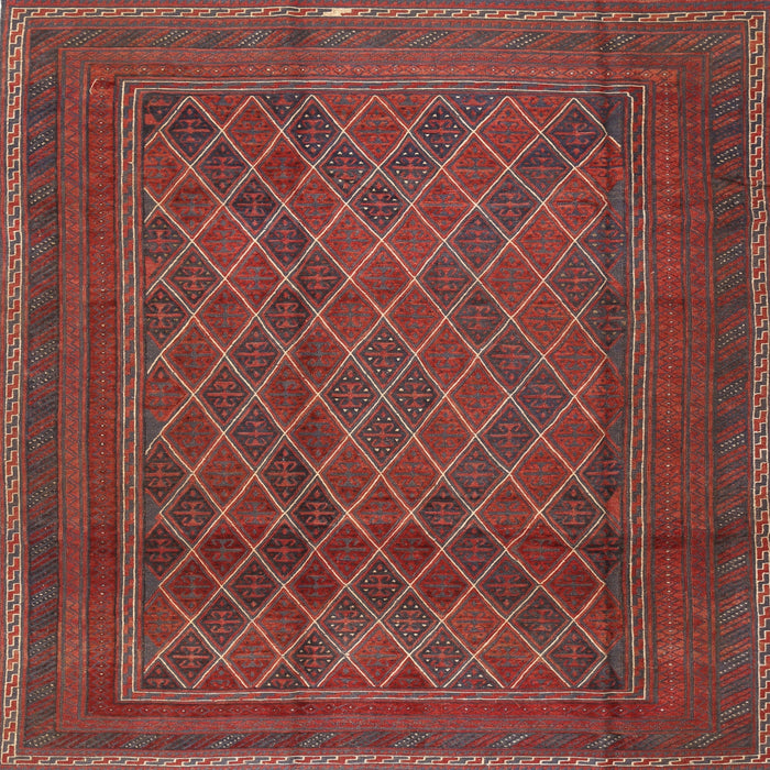 Square Traditional Chestnut Brown Persian Rug, tr2750