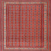 Round Machine Washable Traditional Red Rug, wshtr2754