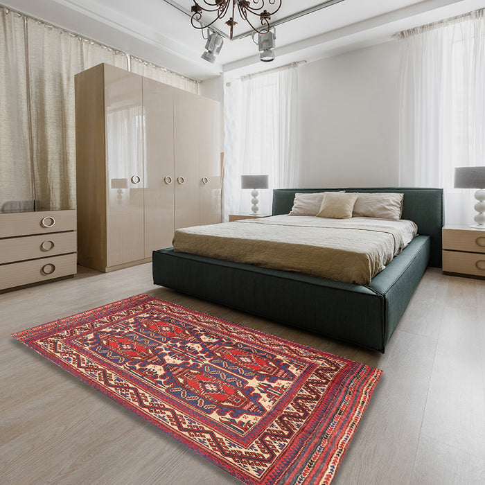 Machine Washable Traditional Orange Salmon Pink Rug in a Bedroom, wshtr2755