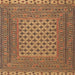 Square Traditional Dark Sienna Brown Southwestern Rug, tr2756