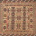 Square Traditional Dark Sienna Brown Southwestern Rug, tr2757