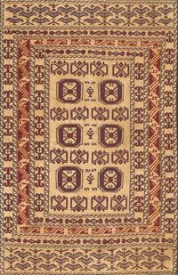 Machine Washable Traditional Brown Red Rug, wshtr2759