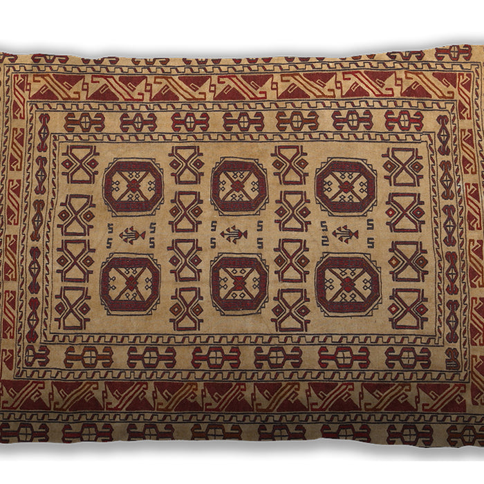 Traditional Classic Rectangular Brown Red Lumbar Throw Pillow, 13 inch by 19 inch, lbtr2759