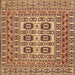 Round Machine Washable Traditional Brown Red Rug, wshtr2759