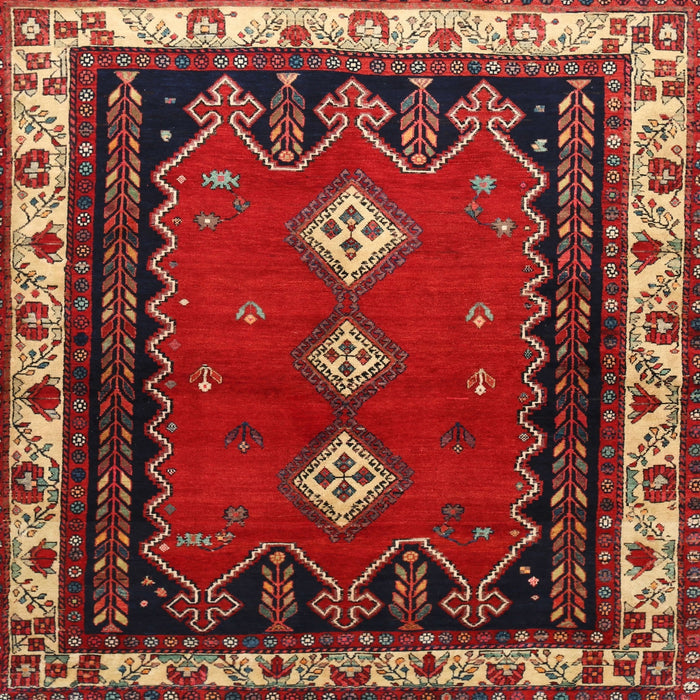 Square Traditional Dark Gold Brown Persian Rug, tr275