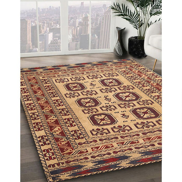 Traditional Brown Red Persian Rug in Family Room, tr2764