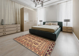 Traditional Brown Red Persian Rug in a Bedroom, tr2764