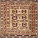 Round Machine Washable Traditional Brown Red Rug, wshtr2764