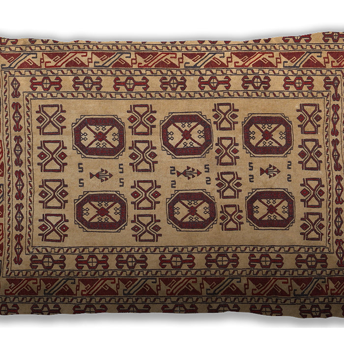 Traditional Classic Rectangular Brown Red Lumbar Throw Pillow, 13 inch by 19 inch, lbtr2764