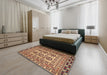 Machine Washable Traditional Brown Red Rug in a Bedroom, wshtr2764