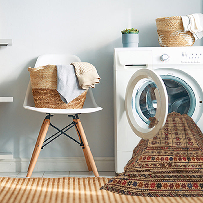 Machine Washable Traditional Sand Brown Rug in a Washing Machine, wshtr2765