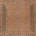 Square Traditional Dark Sienna Brown Southwestern Rug, tr2767