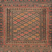 Round Machine Washable Traditional Peru Brown Rug, wshtr2768