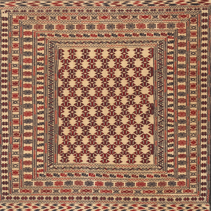 Square Traditional Saffron Red Southwestern Rug, tr2769