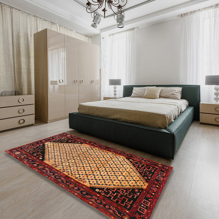Traditional Deep Red Persian Rug in a Bedroom, tr276