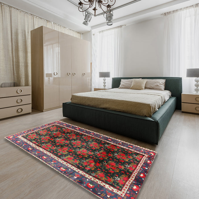 Traditional Brown Red Persian Rug in a Bedroom, tr2775