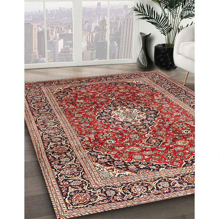 Machine Washable Traditional Tomato Red Rug in a Family Room, wshtr2776