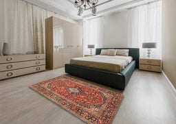 Traditional Sand Brown Persian Rug in a Bedroom, tr2779