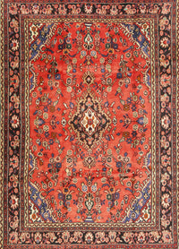 Machine Washable Traditional Tomato Red Rug, wshtr2781