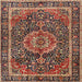 Square Traditional Brown Medallion Rug, tr2782