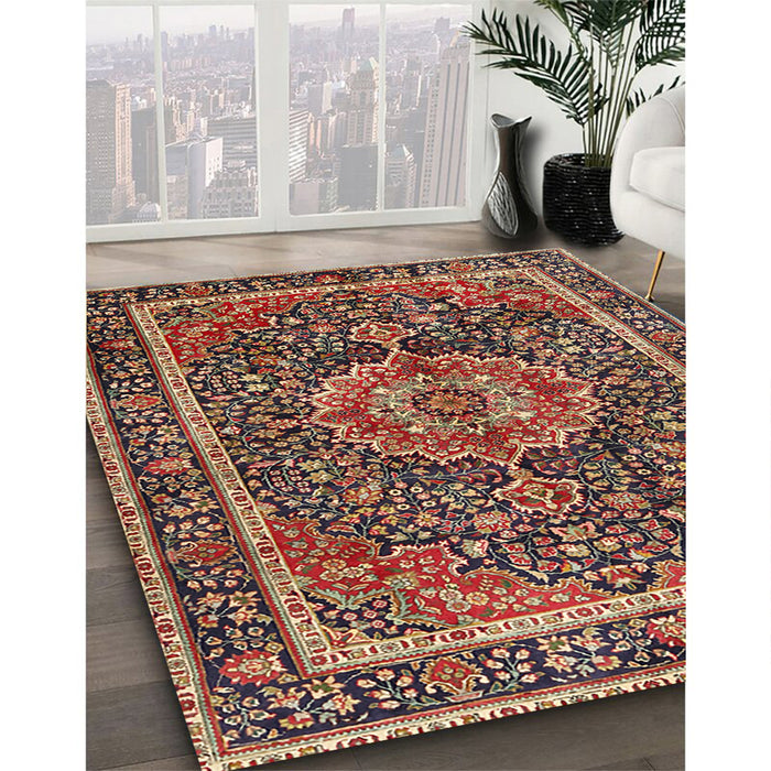 Traditional Brown Medallion Rug in Family Room, tr2782