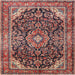 Square Traditional Saffron Red Medallion Rug, tr2783