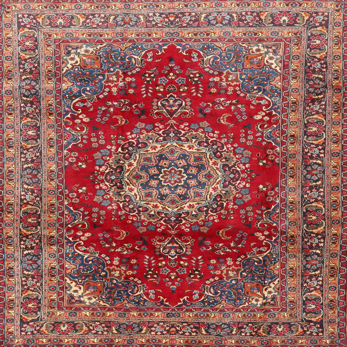 Square Traditional Camel Brown Medallion Rug, tr2784