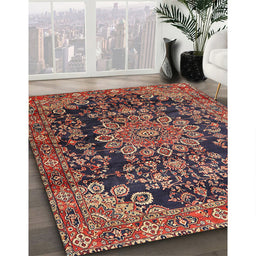 Traditional Orange Salmon Pink Medallion Rug in Family Room, tr2785