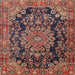 Round Machine Washable Traditional Orange Salmon Pink Rug, wshtr2785