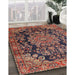 Traditional Orange Salmon Pink Medallion Rug in Family Room, tr2785