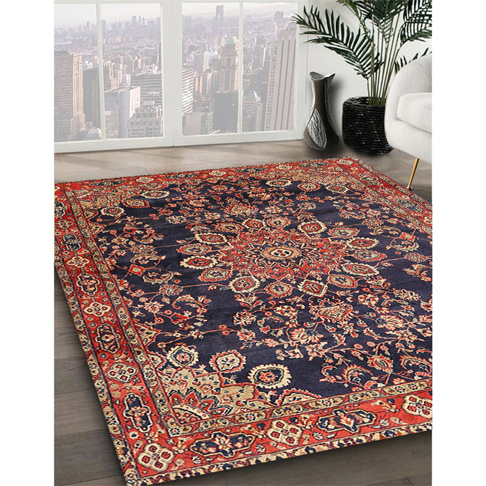 Machine Washable Traditional Orange Salmon Pink Rug in a Family Room, wshtr2785