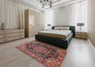 Traditional Orange Salmon Pink Medallion Rug in a Bedroom, tr2785