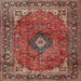 Square Traditional Saffron Red Medallion Rug, tr2787