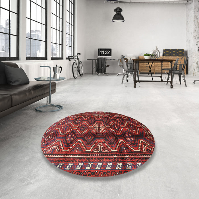 Round Traditional Chestnut Brown Persian Rug in a Office, tr2788